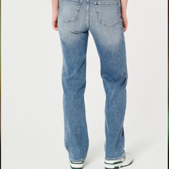 Hollister Ultra High Rise Medium Wash Stretch Straight Leg Dad Jeans Size 3R - Picture 5 of 12